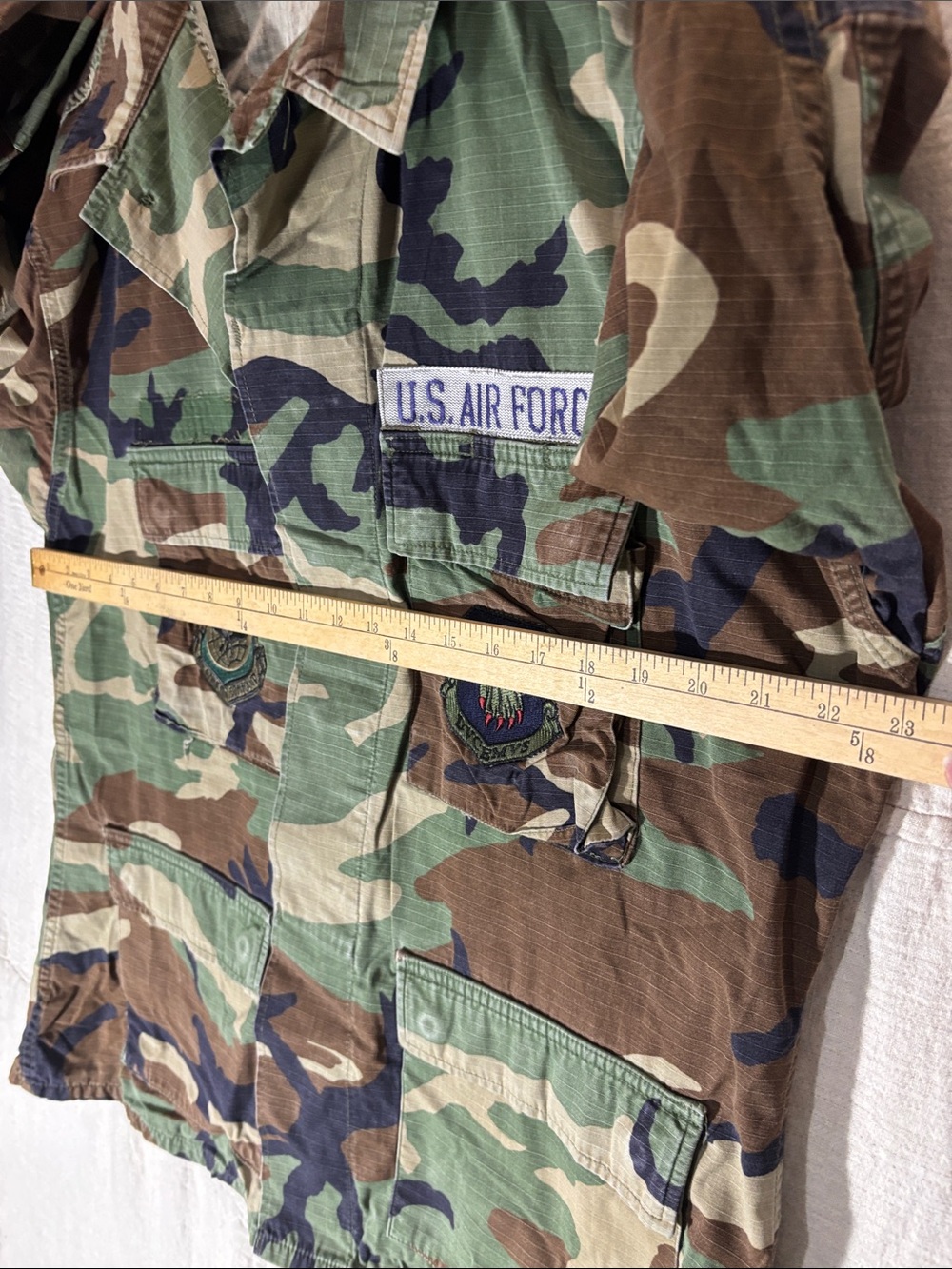 Vintage USAF Woodland Camo BDU Field Jacket Large Regular Combat Coat - Picture 10 of 11
